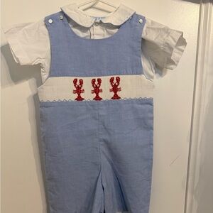 Classic Smocked Lobster Blue Kids Matching Set by